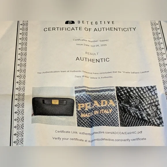 PRADA Authentic Genuine Saffiano Leather Ribbon Long Black Gold Hardware Wallet - Picture 14 of 15